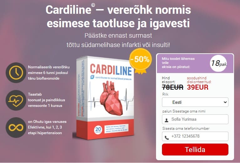 Cardiline Eesti – hind ja kust osta, ametlik veebisait, kommentaare ja ülevaated, farmaatsia, mis see on, struktuur ja koostis, infoleht ja annus, vastunäidustused ja kõrvaltoimed