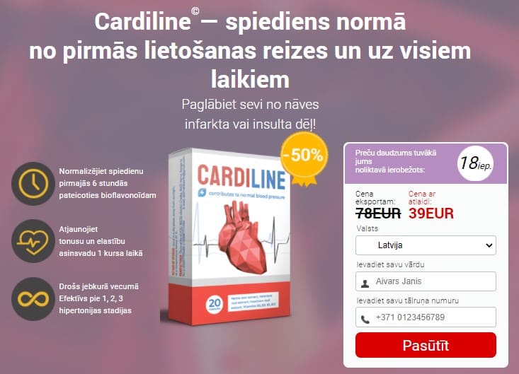 Cardiline Latvija – atsauksmes, kur nopirkt, cena, aptiekās, sastāvs, lietošanas instrukcija, oficiālā ražotāja mājas lapa