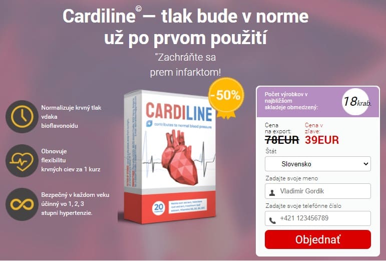 Cardiline Slovensko – recenzie a skúsenosti, cena, kde kúpiť, leták, zloženie, dávkovanie, spôsob použitia, v lekárni, oficiálna stránka výrobcu