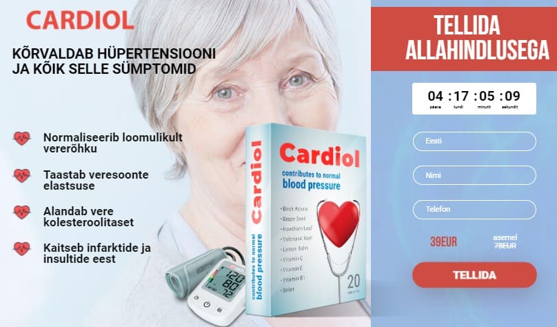 Cardiol Eesti – hind ja kust osta, ametlik veebisait, kommentaare ja ülevaated, farmaatsia, mis see on, struktuur ja koostis, infoleht ja annus, vastunäidustused ja kõrvaltoimed