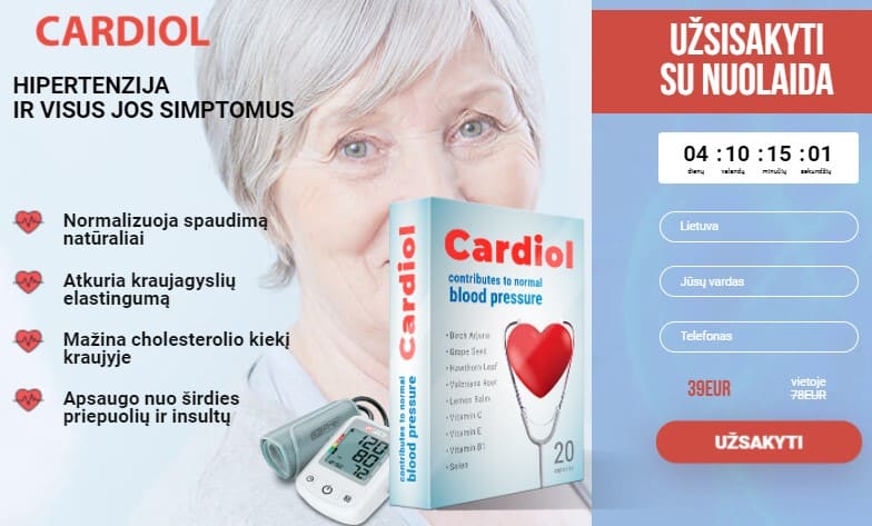 Cardiol Lietuva – kaina, kur pirkti, vaistinės, nuomonės ir atsiliepimai, kaip naudoti, gamintojo oficiali svetainė