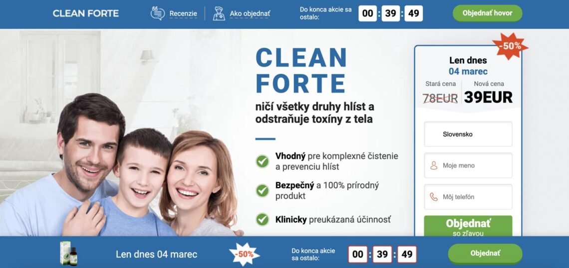 Clean Forte Slovensko – recenzie a skúsenosti, cena, kde kúpiť, leták, zloženie, dávkovanie, spôsob použitia, v lekárni, oficiálna stránka výrobcu