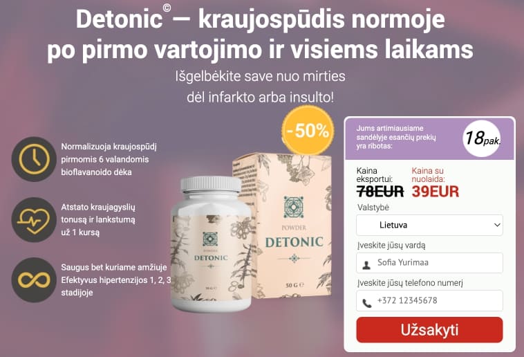 Detonic Lietuva – kaina, kur pirkti, vaistinės, nuomonės ir atsiliepimai, kaip naudoti, gamintojo oficiali svetainė