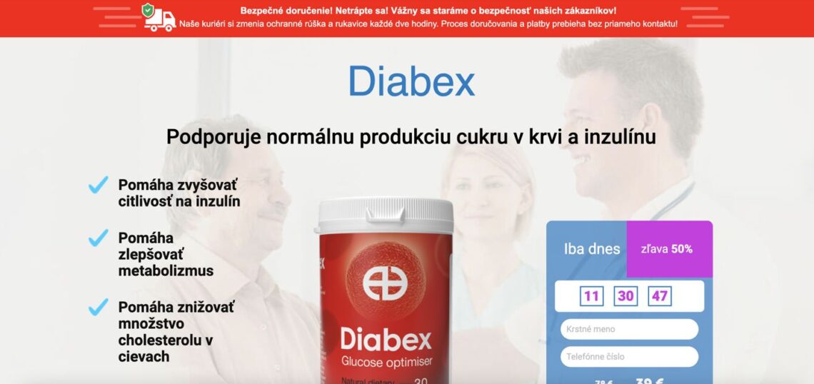 Diabex Slovensko – recenzie a skúsenosti, cena, kde kúpiť, leták, zloženie, dávkovanie, spôsob použitia, v lekárni, oficiálna stránka výrobcu