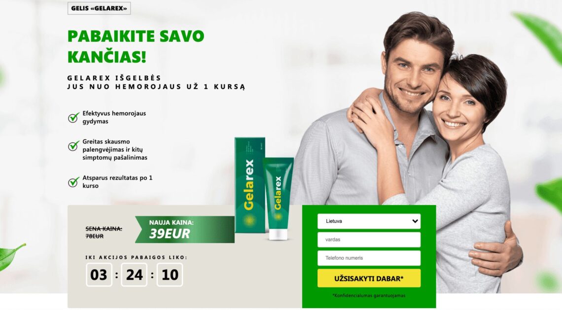 Gelarex Lietuva – kaina, kur pirkti, vaistinės, nuomonės ir atsiliepimai, kaip naudoti, gamintojo oficiali svetainė