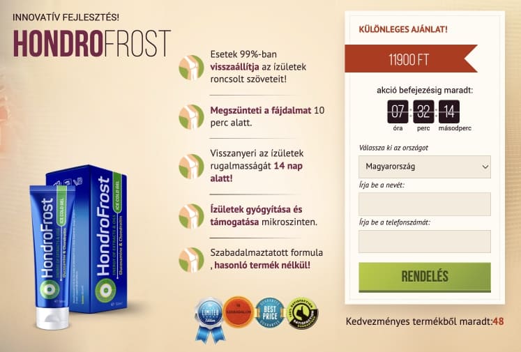Hondrofrost – vélemény, ára, szedése, összetevők, gyógyszertár, átverés?
