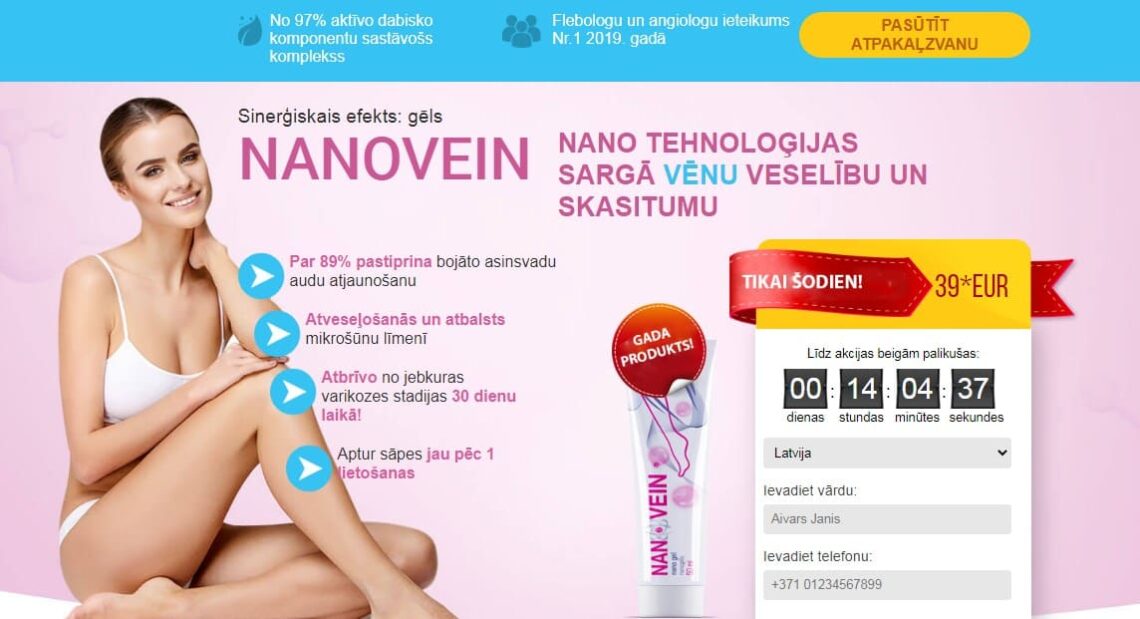 Nanovein Latvija – atsauksmes, kur nopirkt, cena, aptiekās, sastāvs, lietošanas instrukcija, oficiālā ražotāja mājas lapa