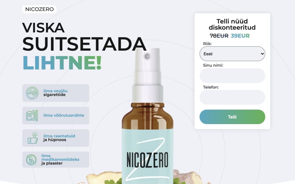 Nicozero Eesti – hind ja kust osta, ametlik veebisait, kommentaare ja ülevaated, farmaatsia, mis see on, struktuur ja koostis, infoleht ja annus, vastunäidustused ja kõrvaltoimed