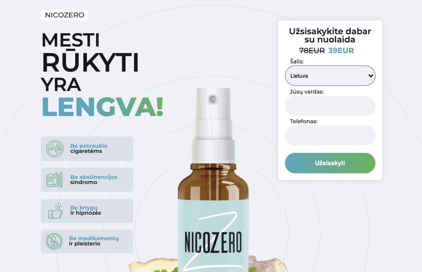 NicoZero Lietuva – kaina, kur pirkti, vaistinės, nuomonės ir atsiliepimai, kaip naudoti, gamintojo oficiali svetainė