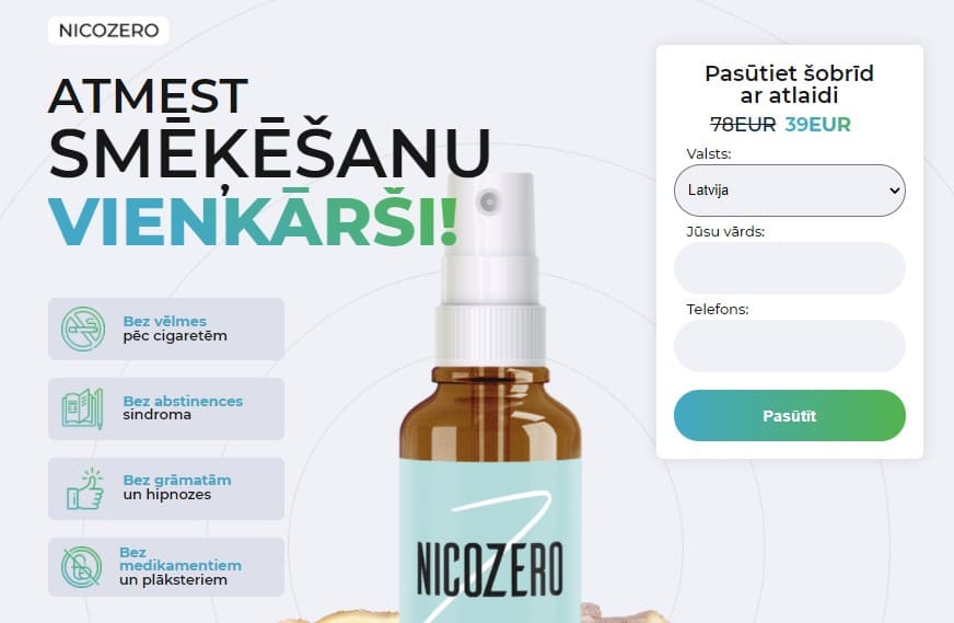 NicoZero Latvija – atsauksmes, kur nopirkt, cena, aptiekās, sastāvs, lietošanas instrukcija, oficiālā ražotāja mājas lapa