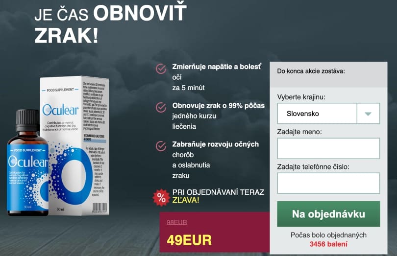 Oculear Slovensko – recenzie a skúsenosti, cena, kde kúpiť, leták, zloženie, dávkovanie, spôsob použitia, v lekárni, oficiálna stránka výrobcu