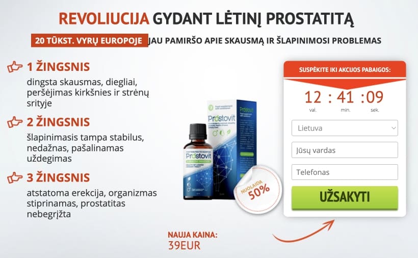 Prostovit Lietuva – kaina, kur pirkti, vaistinės, nuomonės ir atsiliepimai, kaip naudoti, gamintojo oficiali svetainė