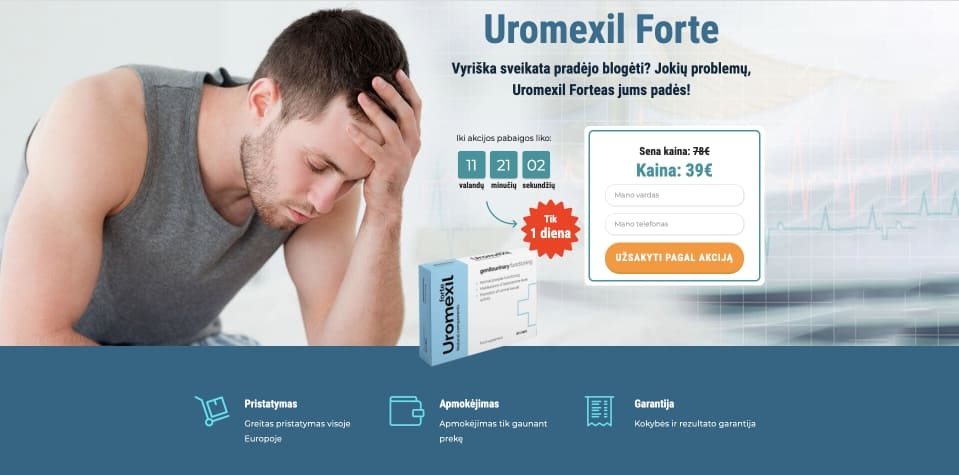 Uromexil Forte Lietuva – kaina, kur pirkti, vaistinės, nuomonės ir atsiliepimai, kaip naudoti, gamintojo oficiali svetainė