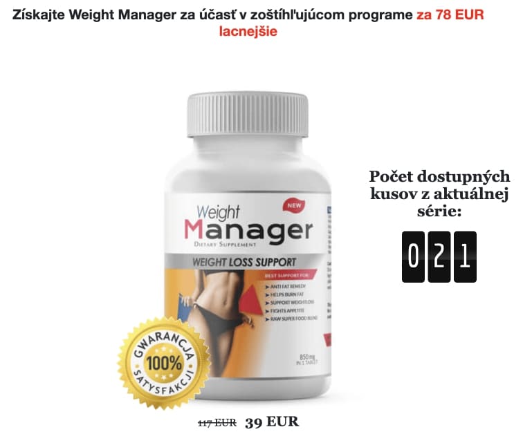 Weight Manager Slovensko – recenzie a skúsenosti, cena, kde kúpiť, leták, zloženie, dávkovanie, spôsob použitia, v lekárni, oficiálna stránka výrobcu