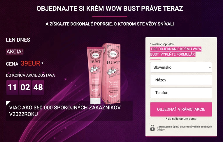 Wow Bust Slovensko – recenzie a skúsenosti, cena, kde kúpiť, leták, zloženie, dávkovanie, spôsob použitia, v lekárni, oficiálna stránka výrobcu